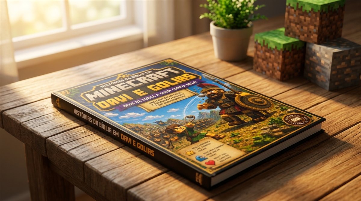 Livro impresso do BíbliaCraft sobre a mesa